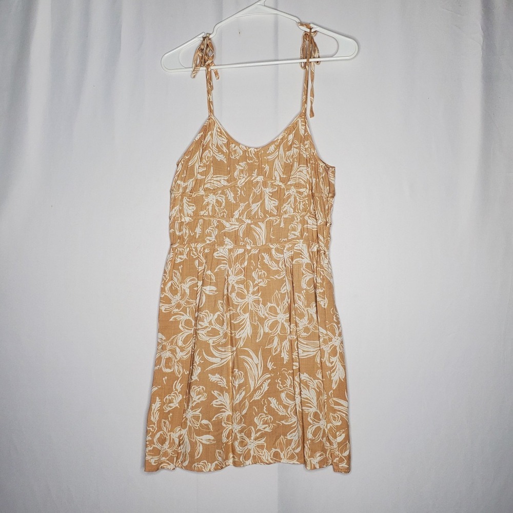 Promesa Romantic Empire Mini Dress Large Begie Cream Floral Feminine Milkmaid